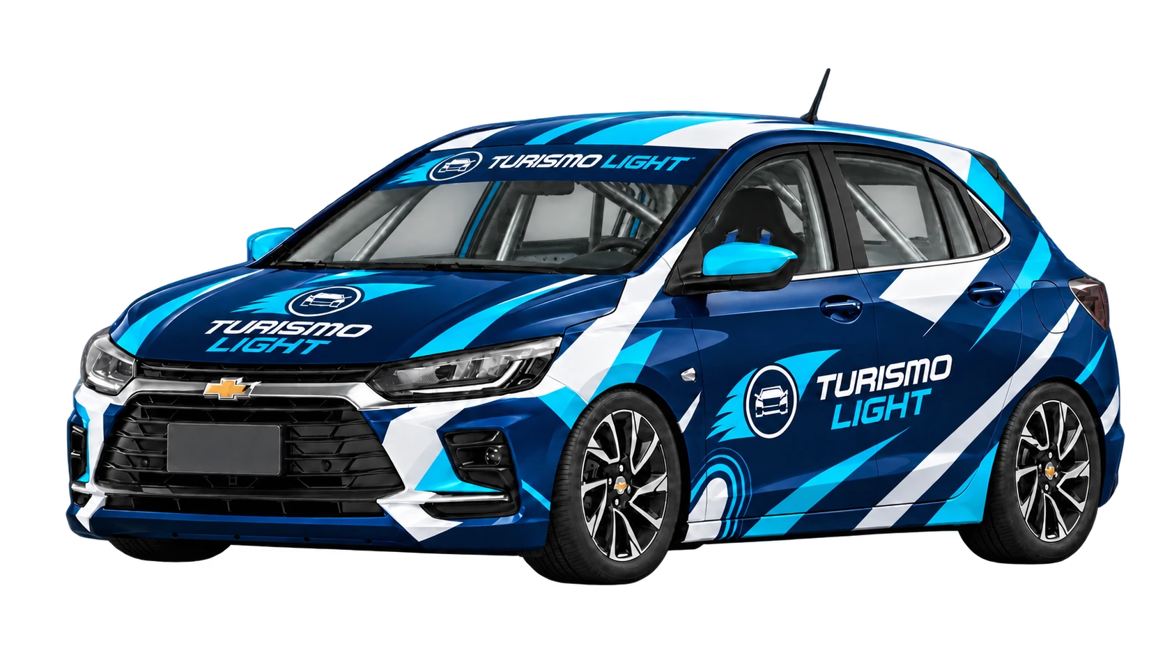 Onix Premier 2027 Turismo Light com apenas o banco do motorista — vista três quartos