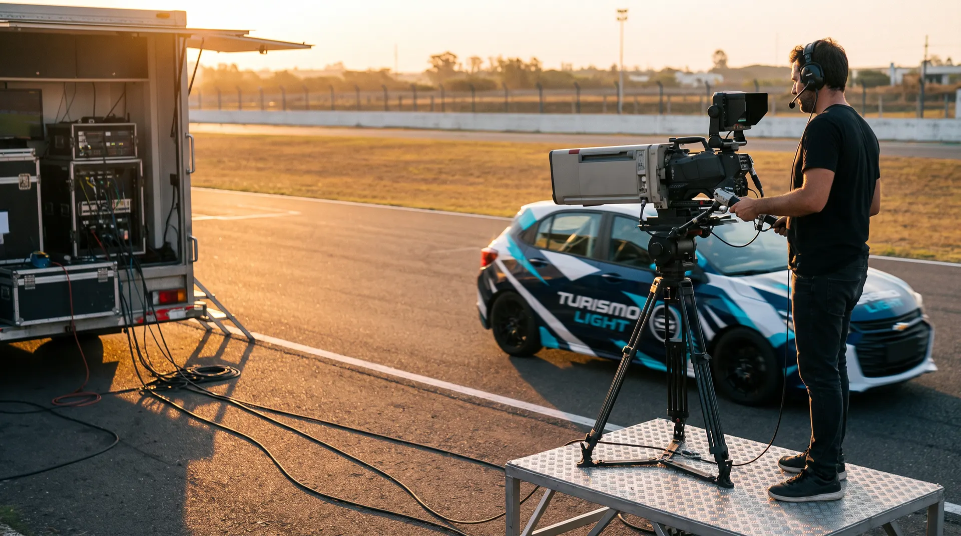 Câmera de TV filmando o carro Turismo Light